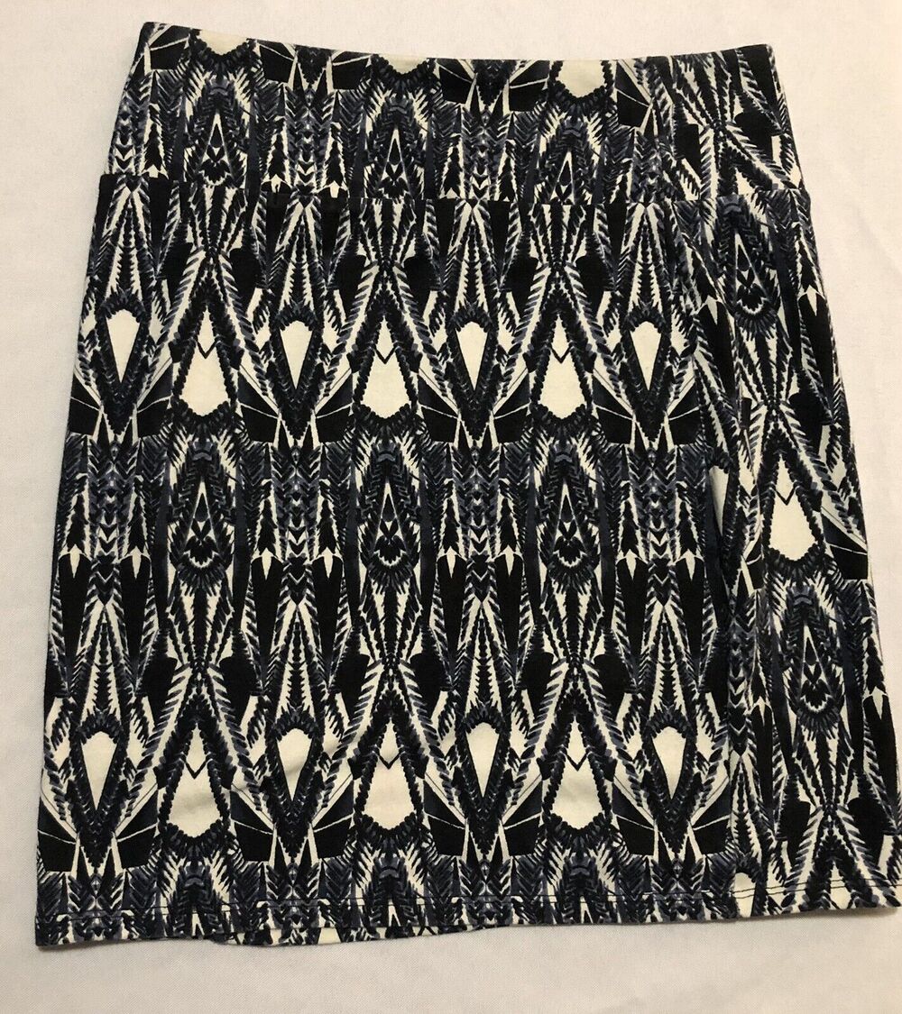 American Eagle Pencil Skirt Women Size XS Black Geo Stretch Knit Bodycon Boho